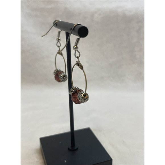 Womens Fishhook Beaded Earrings Goldtone With Purple/brown Beads - Picture 4 of 7